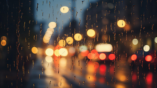 雨夜背景图片_雨夜灯光失焦摄影16