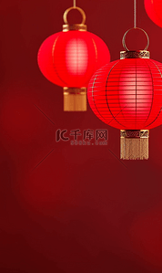 中国风红色喜庆小年春节新年海报背景