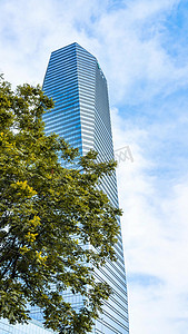 城市企业高楼企业大厦蓝天白云竖屏竖版拍摄摄影