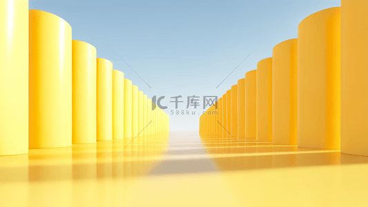 金黄色3D三维立体空间电商展台