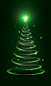 鎏金绿色线条圣诞树简约圣诞节背景
