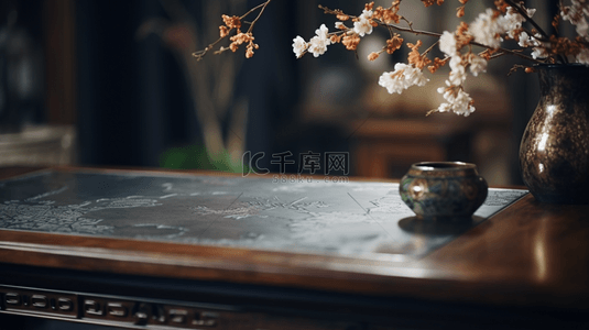 中国风古典花瓶插花装饰背景1
