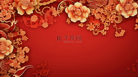 中国元素背景图片_中国新年元素红色背景15