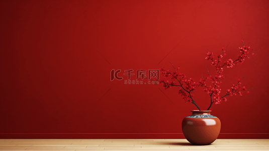 中国传统美背景图片_红色中国风唯美插画喜庆背景231