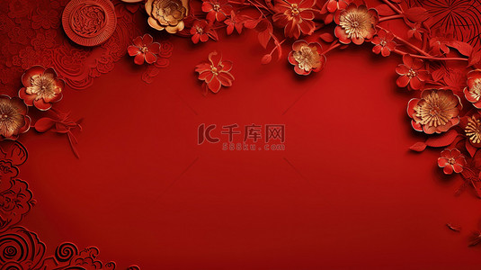 中国元素背景图片_中国新年元素红色背景8