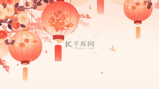 红色中国风灯笼喜庆创意背景3