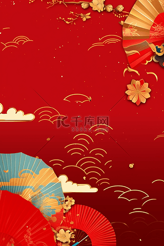 古典背景图片_国潮红色中国红新年元素背景