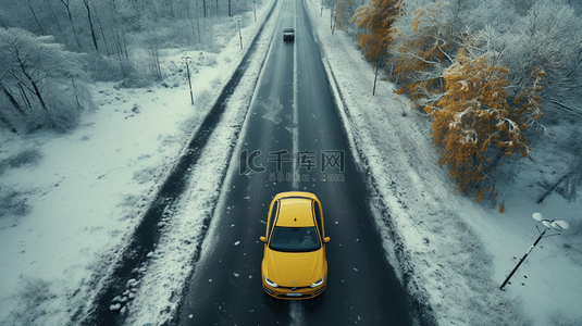 现代感雪地里公路奔驰车辆背景1