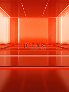 电商红色橙色3D空间电商背景5