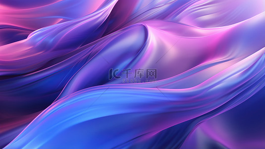 蓝色亮紫色波浪条纹抽象4