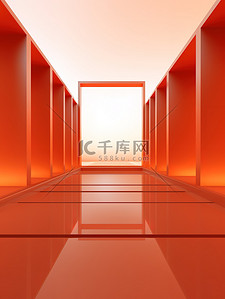 电商红色橙色3D空间电商背景2