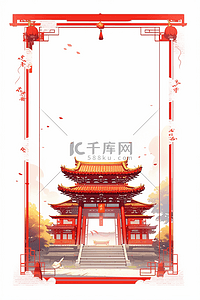 手绘插画背景图片_背景红色新年古典灯笼