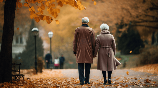 公园散步的老年夫妇