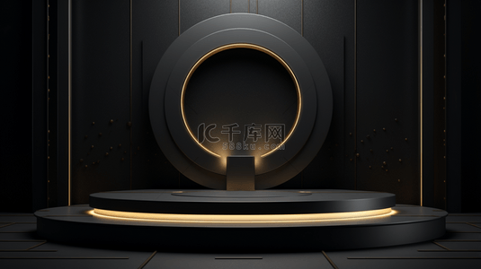 黑金色高级感商务圆形展示台背景16