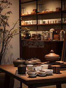 茶文化背景图片_宁静的茶艺室内设计背景16
