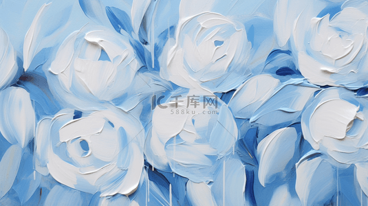 创意花朵背景图片_蓝色油画感创意花朵背景21