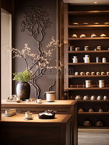 茶文化背景图片_宁静的茶艺室内设计背景5