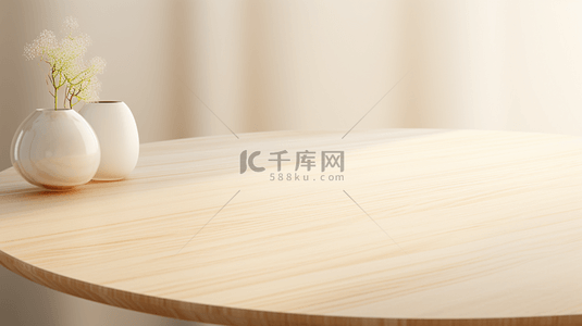 设计电商背景图片_简约主义客厅里的原木餐桌背景13