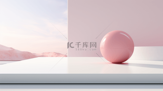 粉色背景图片_柔和粉色3D圆球电商展台