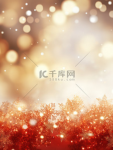 圣诞背景图片_雪花红色和金色背景新年新春19