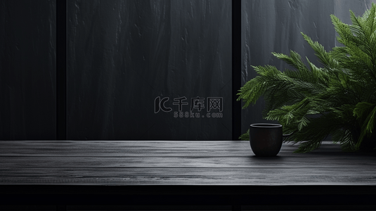 茶具设计背景图片_窗边的黑色墙和木桌背景6