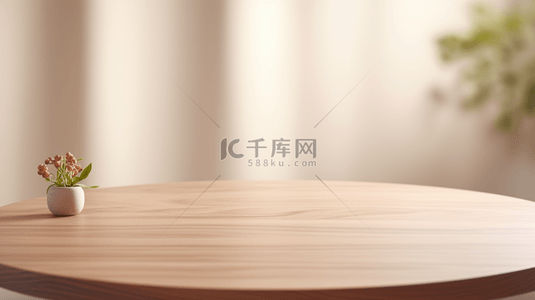 电商设计背景图片_简约主义客厅里的原木餐桌背景3