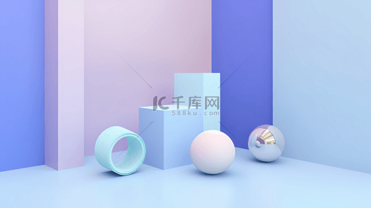 c4d电商展台背景图片_蓝紫色三维几何C4D电商展台背景