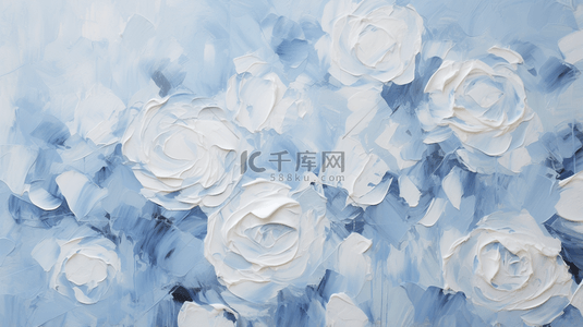 白色背景背景图片_蓝色油画感创意花朵背景27