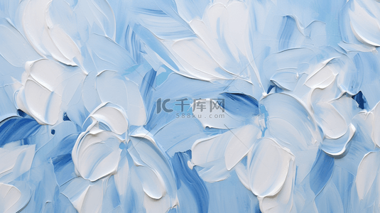 蓝色油画感创意花朵背景7