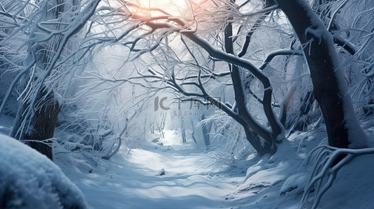 冬季森林背景图片_冬季白雪恺恺的森林景色背景7