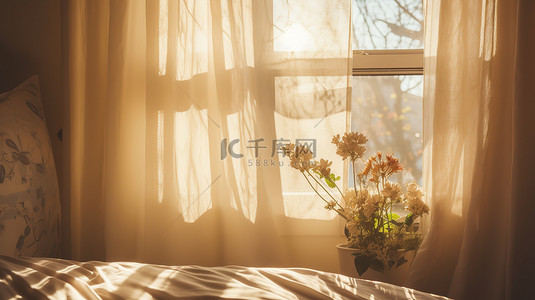 阳光透过窗户背景图片_晨光透过卧室的窗户16