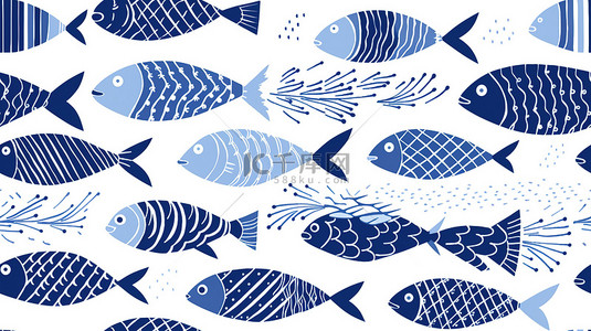蓝色和白色的鱼图案13
