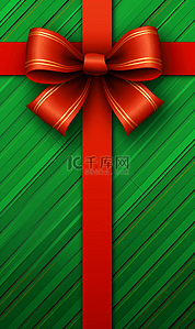 圣诞节背景图片_圣诞节绿色条纹红色蝴蝶结礼盒背景