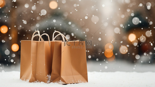 购物袋冬天雪景购物节17