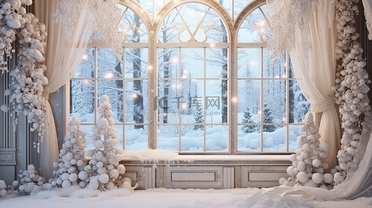 冬季美丽背景图片_圣诞节装饰美丽窗户12