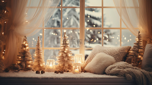 冬季美丽背景图片_圣诞节装饰美丽窗户14