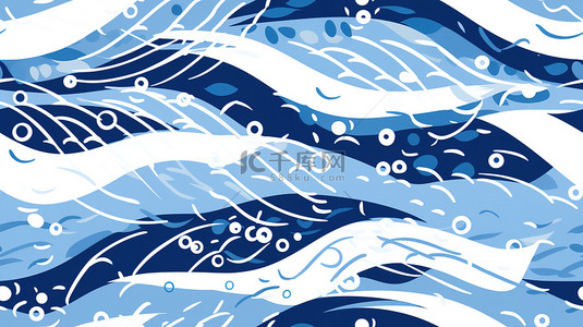蓝色和白色的鱼图案15