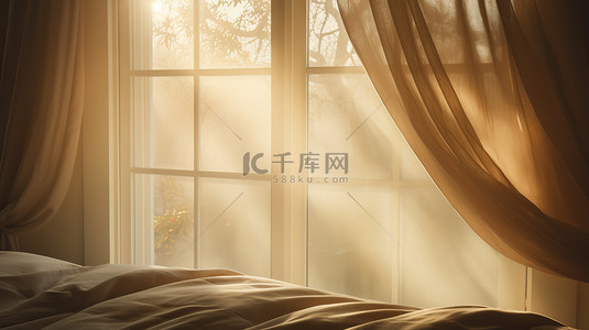 阳光透过窗户背景图片_晨光透过卧室的窗户1