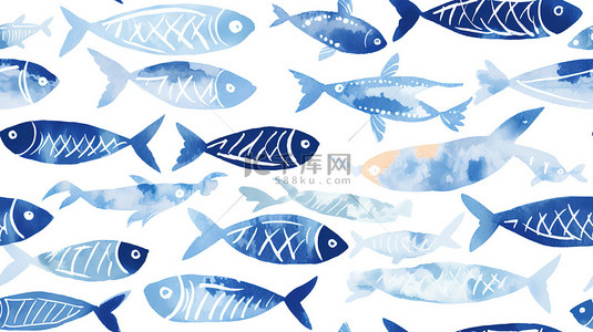 蓝色和白色的鱼图案11