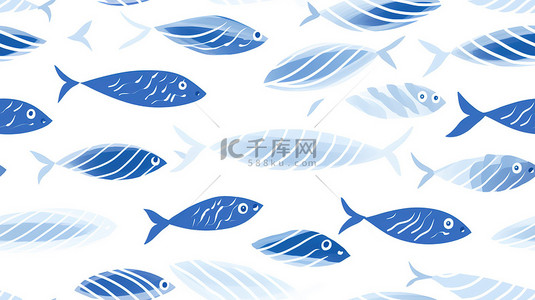 蓝色和白色的鱼图案4