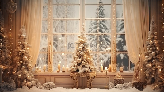 冬季美丽背景图片_圣诞节装饰美丽窗户18