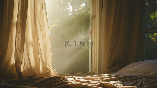 阳光透过窗户背景图片_晨光透过卧室的窗户2