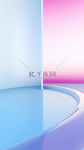 粉电商背景图片_粉彩蓝粉色渐变玻璃质感电商促销背景