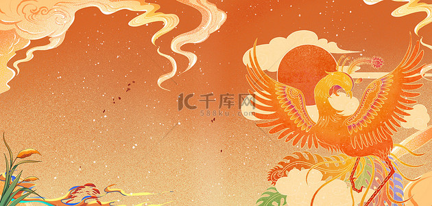 凤凰logo背景图片_中国风凤凰古典故事国潮传统文化