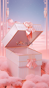 化妆品背景图片_粉色空礼物盒化妆品美妆3D立体电商展台
