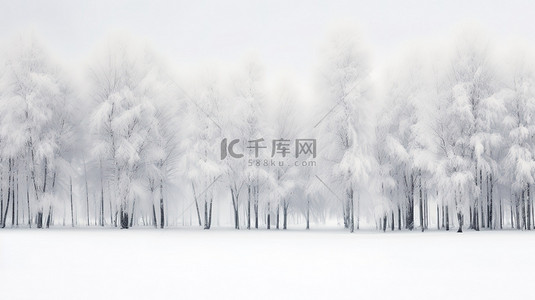 白雪覆盖的树木冬季景色5