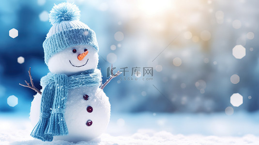 云上太阳背景图片_雪地上的雪人冬天景色15