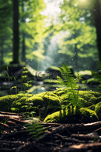 森系背景图片_电商自然植物绿色森林森系背景6
