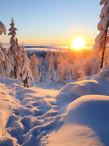 日出雪山背景图片_冬季雾蒙蒙的雪山17