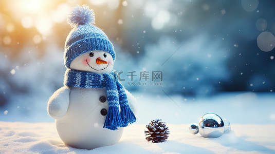 雪背景图片_雪地上的雪人冬天景色5